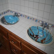 Handpainted Sinks in Guest Bath